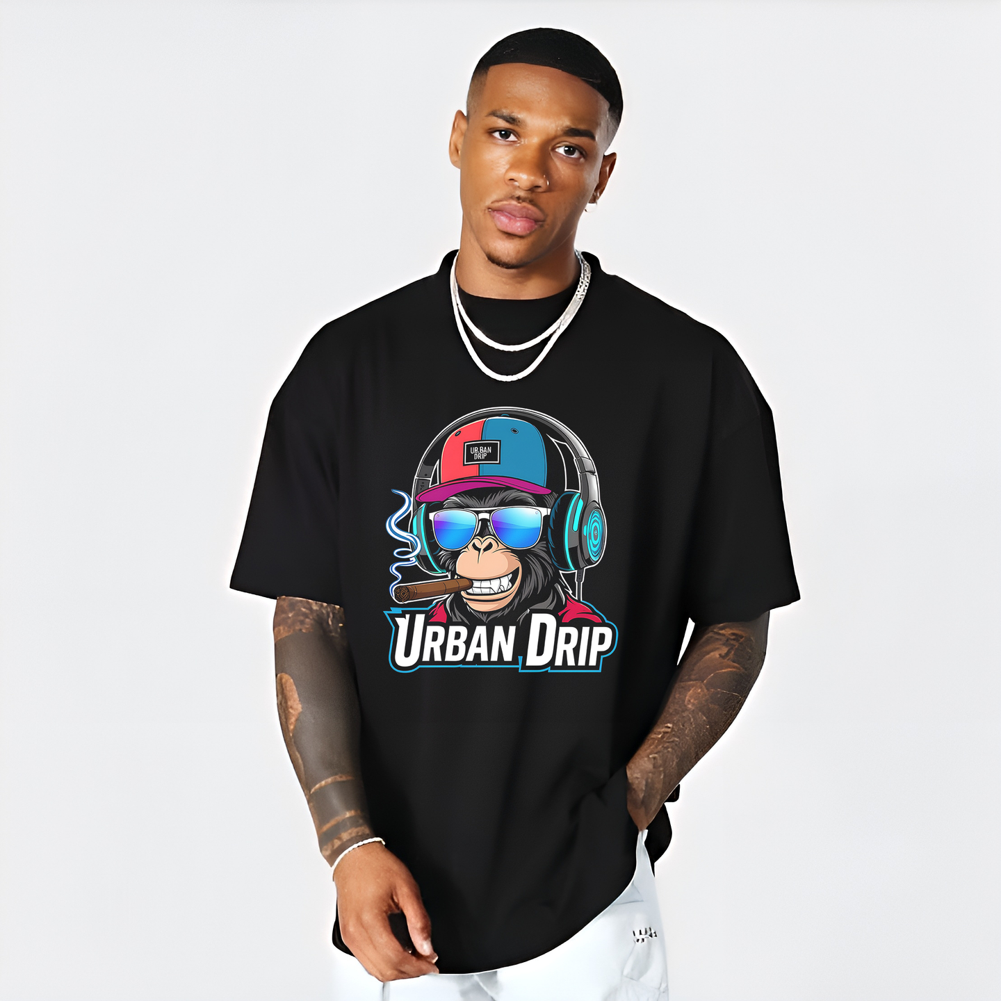 Urban Drip Premium Black AI Oversized T-Shirt for Men